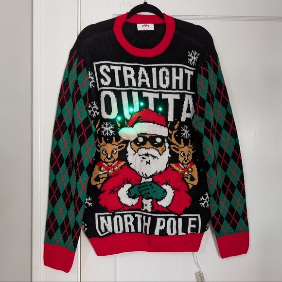 Holiday Time Other - Holiday Time Straight Outta North Pole Light Up Ugly Christmas Sweater L